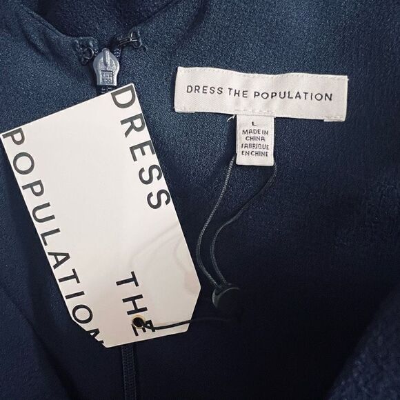 Dress the Population Womens Midnight Blue Sandra Mermaid Gown Size Large NWT - Picture 6 of 7